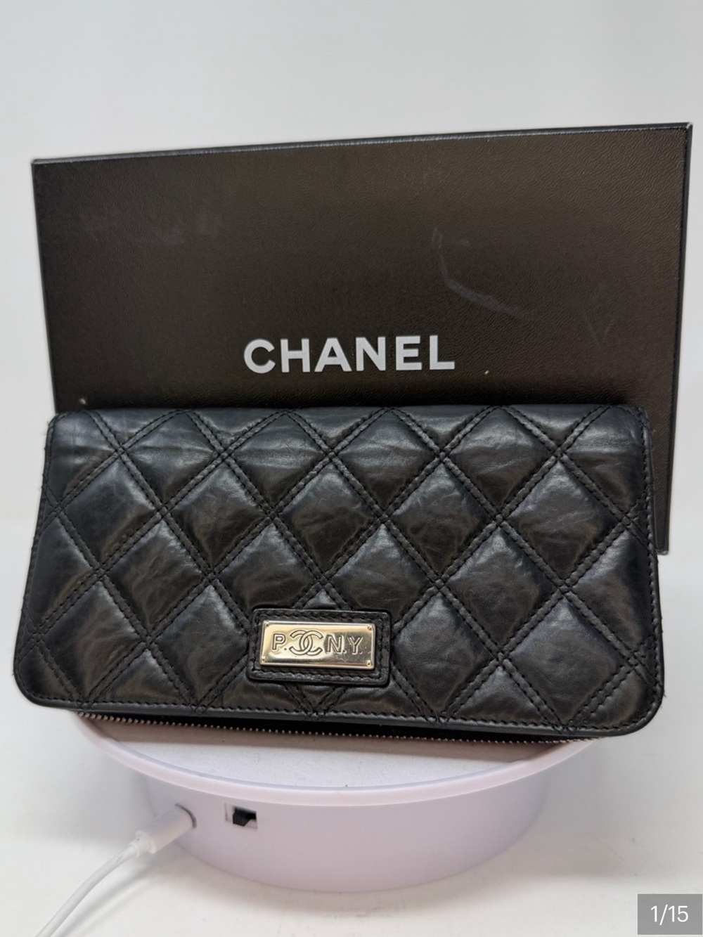 Chanel Paris New York PONY Quilted Lambskin Zippy Long Wallet 2005 Vintage w/Box